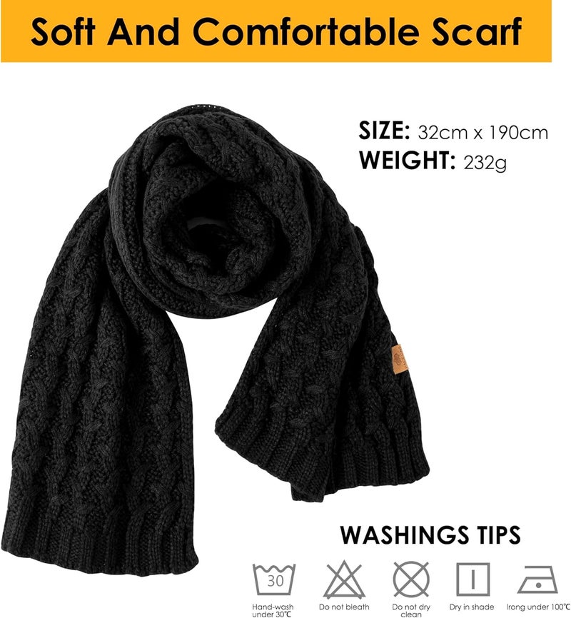 PAGE ONE Women's Ribbed Knit Scarf Winter Warm Long Big Wrap Cashmere Wool Thick Large Chunky Scarf for Women - Image 2